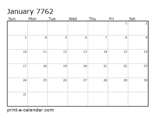 7762 Monthly Calendar