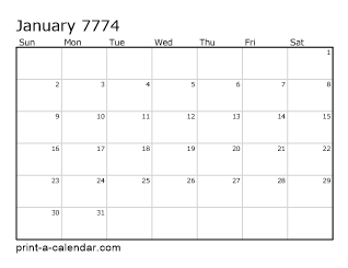 7774 Monthly Calendar