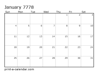 7778 Monthly Calendar