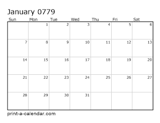 779 Monthly Calendar