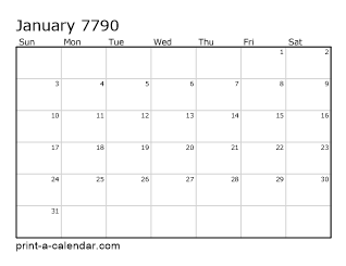 7790 Monthly Calendar