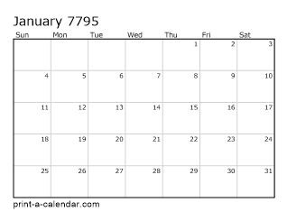 7795 Monthly Calendar