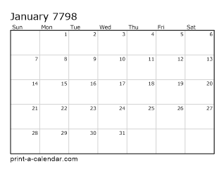 7798 Monthly Calendar