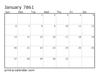 7861 Monthly Calendar