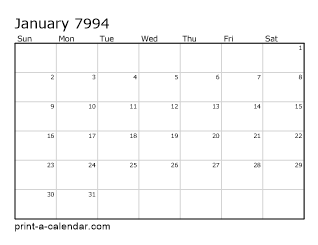 7994 Monthly Calendar