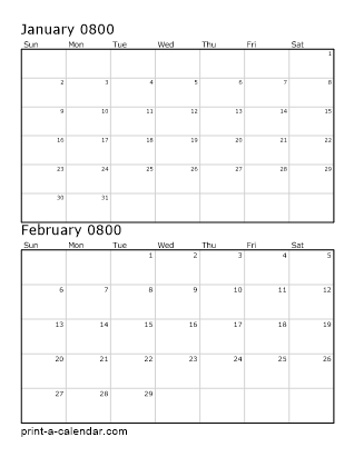 Two Vertical Months 800