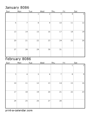 Two Vertical Months 8086