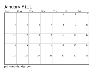 8111 Monthly Calendar
