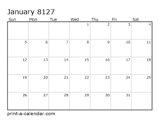8127 Monthly Calendar