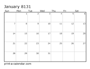 8131 Monthly Calendar