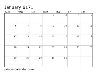 8171 Monthly Calendar
