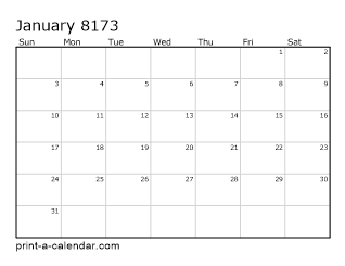 8173 Monthly Calendar