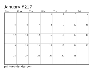 8217 Monthly Calendar
