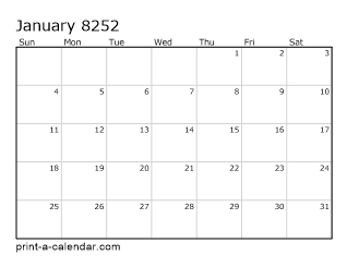 8252 Monthly Calendar
