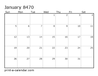 8470 Monthly Calendar