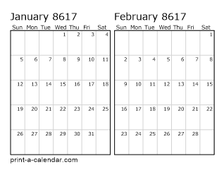 Two Horizontal Months 8617