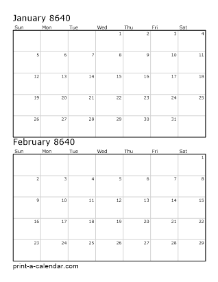 Two Vertical Months 8640