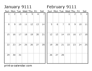 Two Horizontal Months 9111