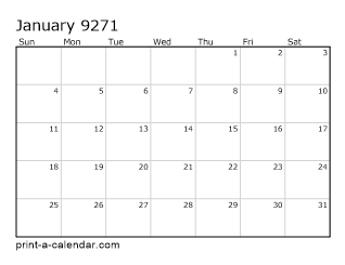 9271 Monthly Calendar