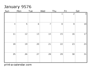 9576 Monthly Calendar