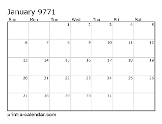 9771 Monthly Calendar