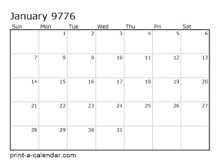 9776 Monthly Calendar