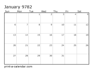 9782 Monthly Calendar