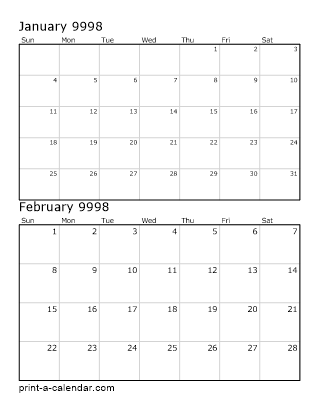 Two Vertical Months 9998